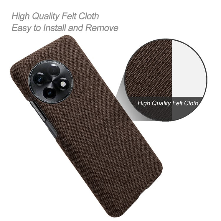 Cloth Texture Smartphone Cover for OnePlus 11R 5G / Ace 2 5G , Solid Color Hard PC+Cloth Anti-scratch Case - Brown