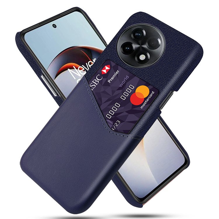 For OnePlus Ace 2 5G / 11R 5G Phone Case Cloth Texture PU Leather+PC Phone Cover with Card Slot - Blue