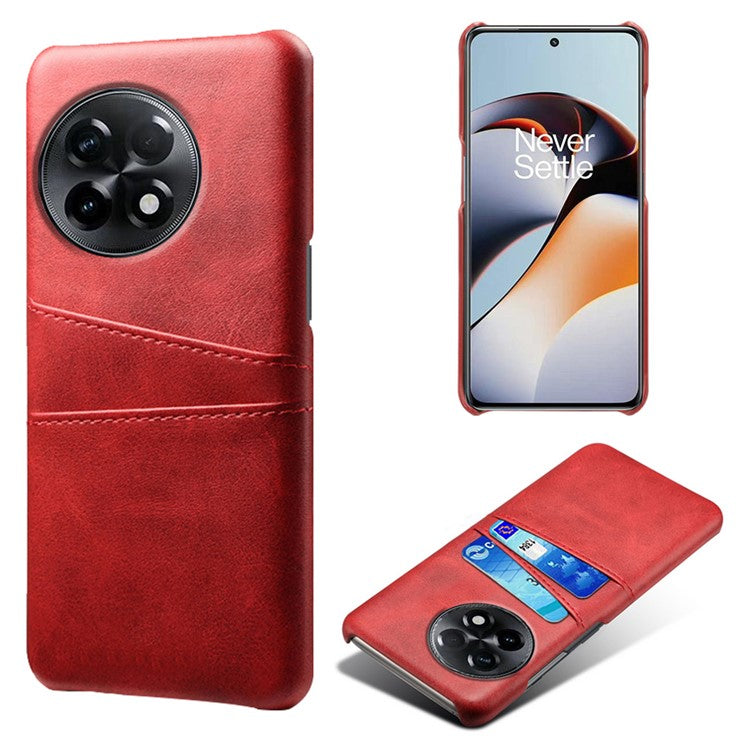 Phone Case for OnePlus Ace 2 5G / 11R 5G , PC+PU Leather Phone Cover Shell with 2 Card Slots - Red