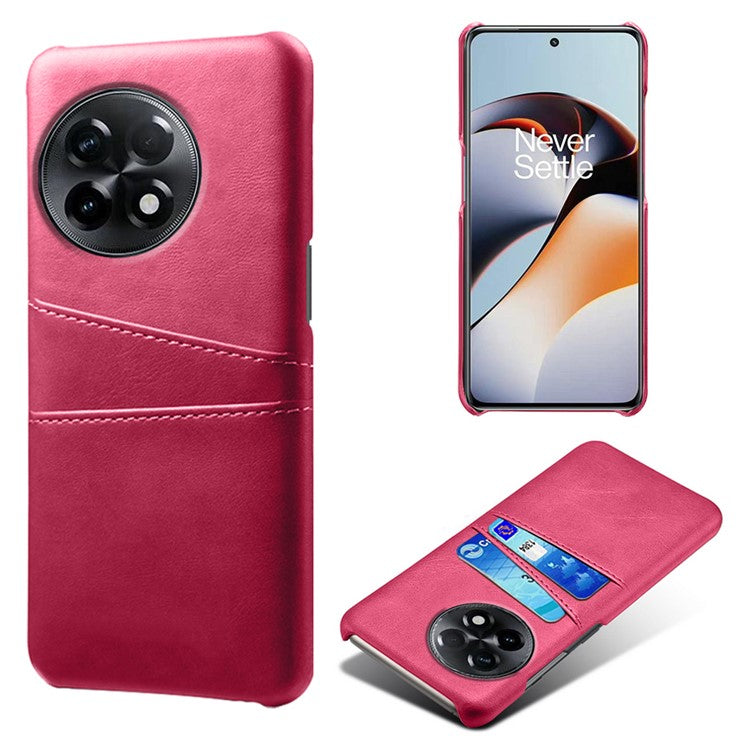 Phone Case for OnePlus Ace 2 5G / 11R 5G , PC+PU Leather Phone Cover Shell with 2 Card Slots - Rose