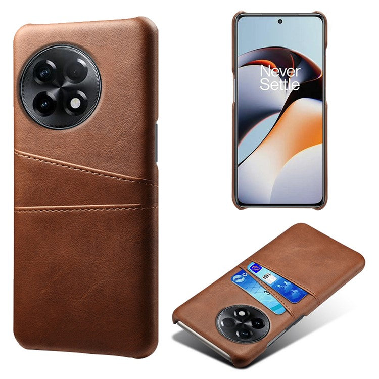 Phone Case for OnePlus Ace 2 5G / 11R 5G , PC+PU Leather Phone Cover Shell with 2 Card Slots - Brown