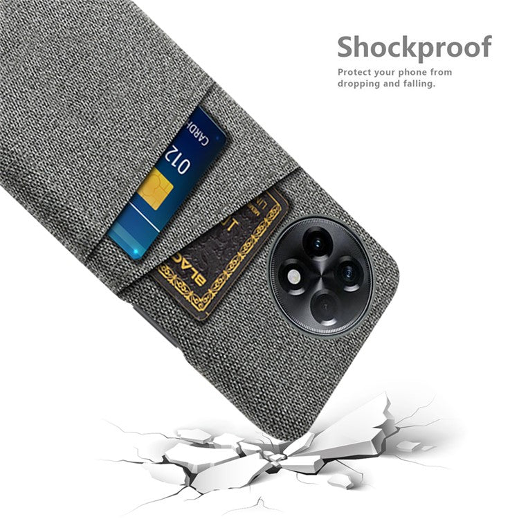 For OnePlus Ace 2 5G / 11R 5G Cloth Texture Phone Back Cover Cellphone Protective Case with 2 Card Slots - Grey