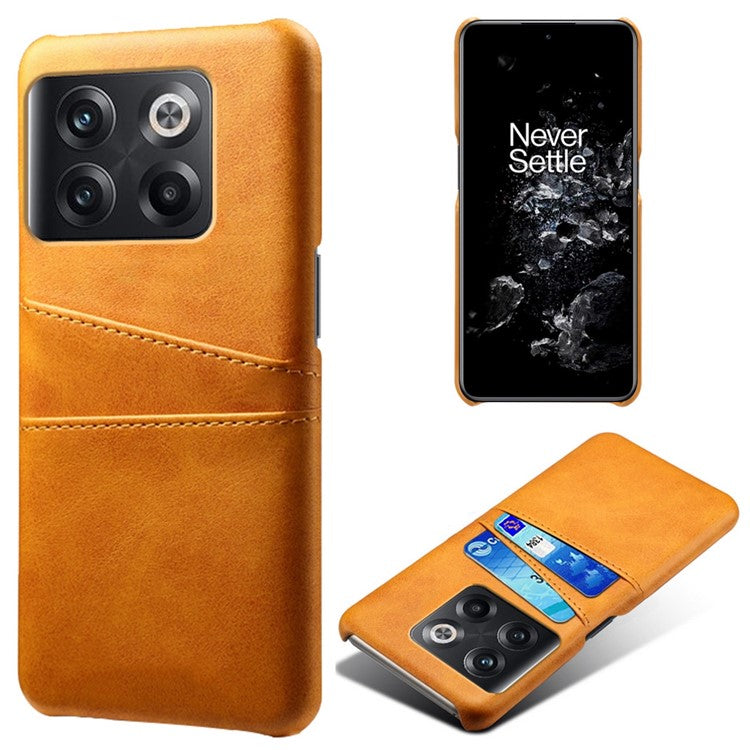 For OnePlus 10T 5G / Ace Pro 5G Phone Back Cover Dual Card Slots PC+PU Leather Phone Case - Orange