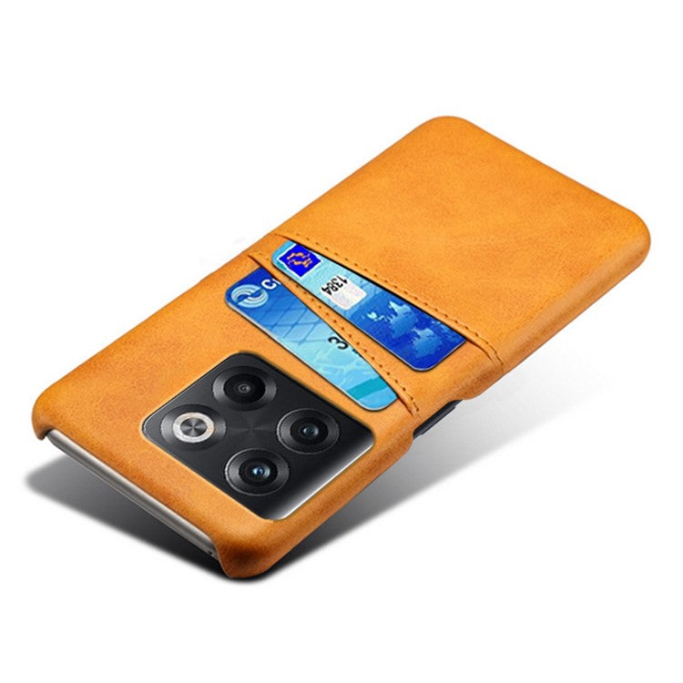 For OnePlus 10T 5G / Ace Pro 5G Phone Back Cover Dual Card Slots PC+PU Leather Phone Case - Orange