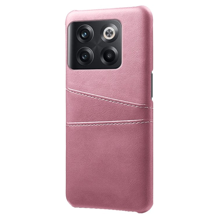 For OnePlus 10T 5G / Ace Pro 5G Phone Back Cover Dual Card Slots PC+PU Leather Phone Case - Rose Gold