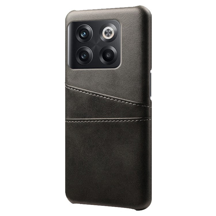 For OnePlus 10T 5G / Ace Pro 5G Phone Back Cover Dual Card Slots PC+PU Leather Phone Case - Black