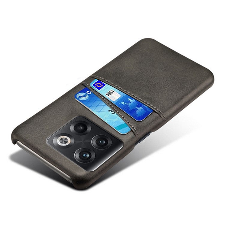 For OnePlus 10T 5G / Ace Pro 5G Phone Back Cover Dual Card Slots PC+PU Leather Phone Case - Black