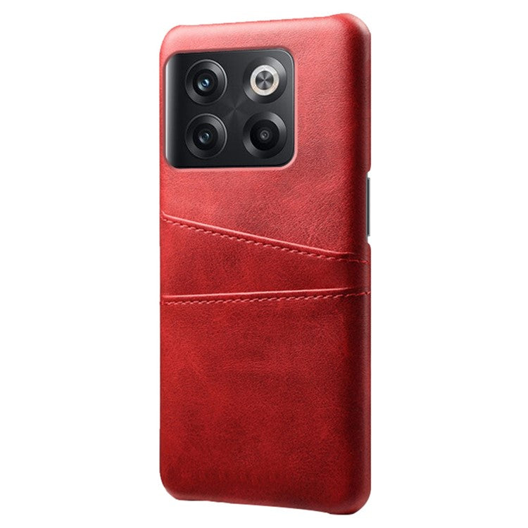 For OnePlus 10T 5G / Ace Pro 5G Phone Back Cover Dual Card Slots PC+PU Leather Phone Case - Red