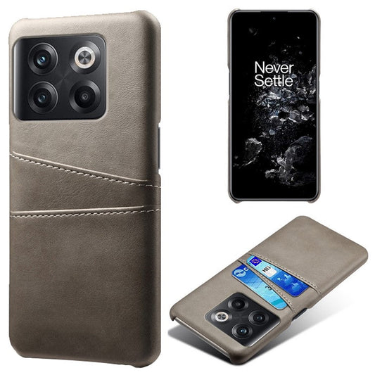 For OnePlus 10T 5G / Ace Pro 5G Phone Back Cover Dual Card Slots PC+PU Leather Phone Case - Grey
