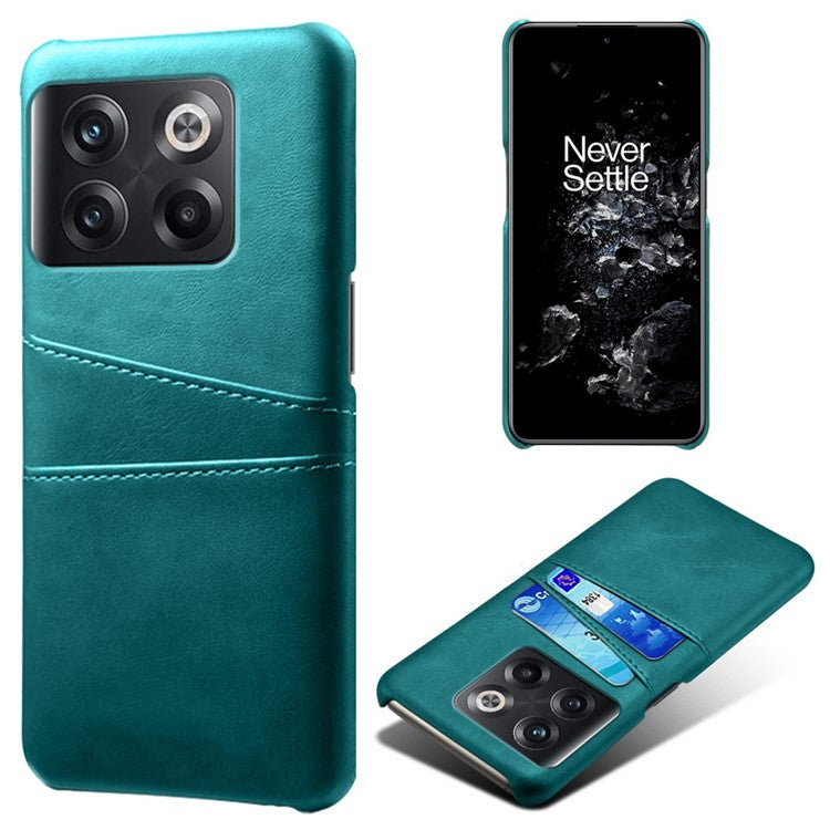 For OnePlus 10T 5G / Ace Pro 5G Phone Back Cover Dual Card Slots PC+PU Leather Phone Case - Green