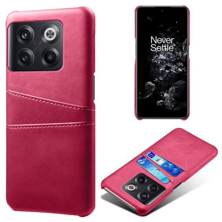 For OnePlus 10T 5G / Ace Pro 5G Phone Back Cover Dual Card Slots PC+PU Leather Phone Case - Rose