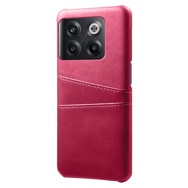 For OnePlus 10T 5G / Ace Pro 5G Phone Back Cover Dual Card Slots PC+PU Leather Phone Case - Rose