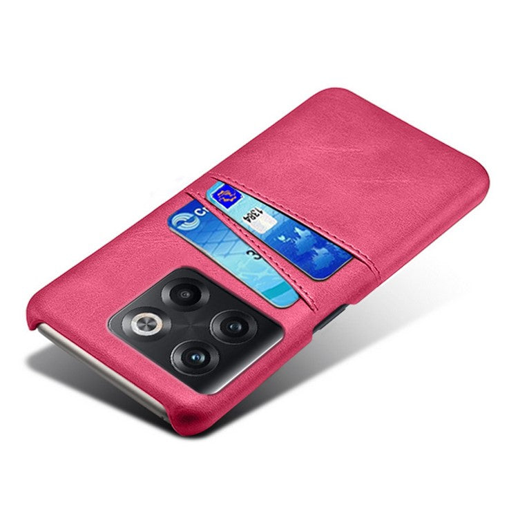 For OnePlus 10T 5G / Ace Pro 5G Phone Back Cover Dual Card Slots PC+PU Leather Phone Case - Rose