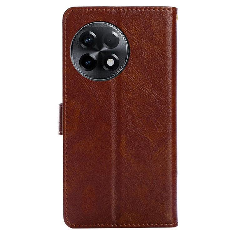 For OnePlus Ace 2 5G / 11R 5G Phone Wallet Case Zipper Pocket Leather Stand Phone Cover with Strap - Brown