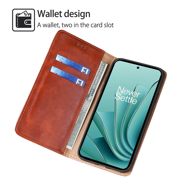 For OnePlus Ace 2 5G / 11R 5G Mobile Case PU Leather Wallet Stand Magnetic Closing Protective Cover - Brown