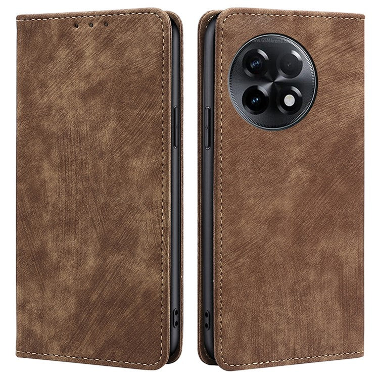 For OnePlus Ace 2 5G / 11R 5G RFID Blocking Leather Wallet Shockproof Cover Folding Stand Phone Case - Brown