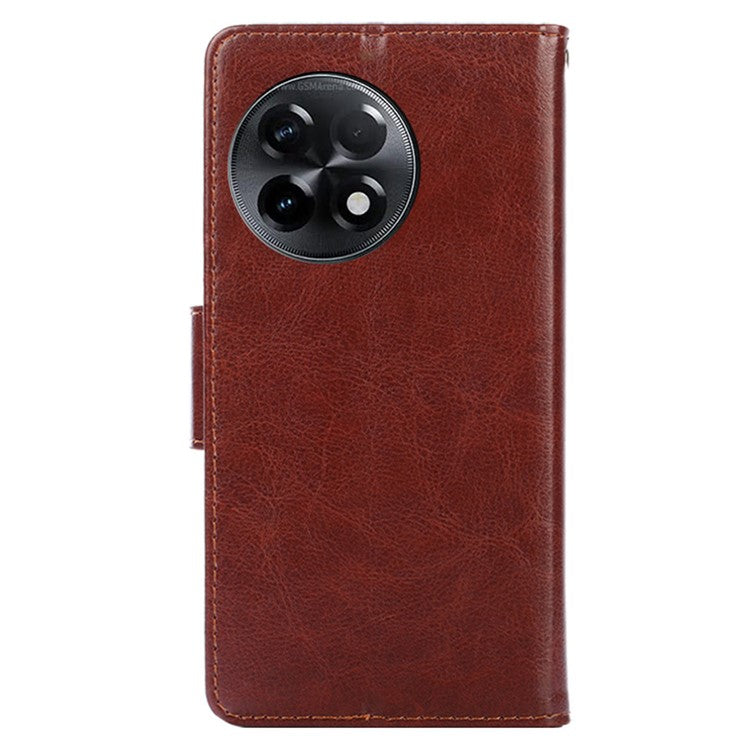For OnePlus Ace 2 5G / 11R 5G PU Leather Wallet Phone Case Anti-drop Stand Protective Cover - Brown