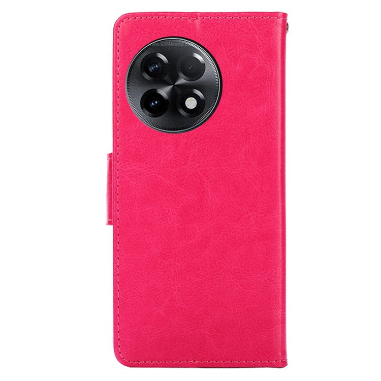 For OnePlus Ace 2 5G / 11R 5G PU Leather Wallet Phone Case Anti-drop Stand Protective Cover - Rose
