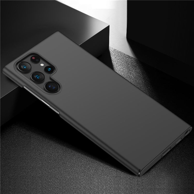 For Samsung Galaxy S23 Ultra Anti-drop Phone Case Solid Color Cell Phone PC Back Cover - Black