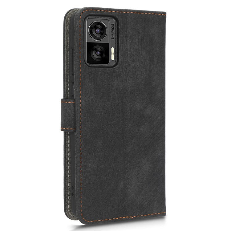 RFID Blocking Phone Case for Motorola Edge 30 Neo 5G , Leather Wallet Stand Phone Cover with Strap - Black