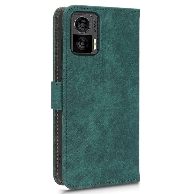 RFID Blocking Phone Case for Motorola Edge 30 Neo 5G , Leather Wallet Stand Phone Cover with Strap - Green