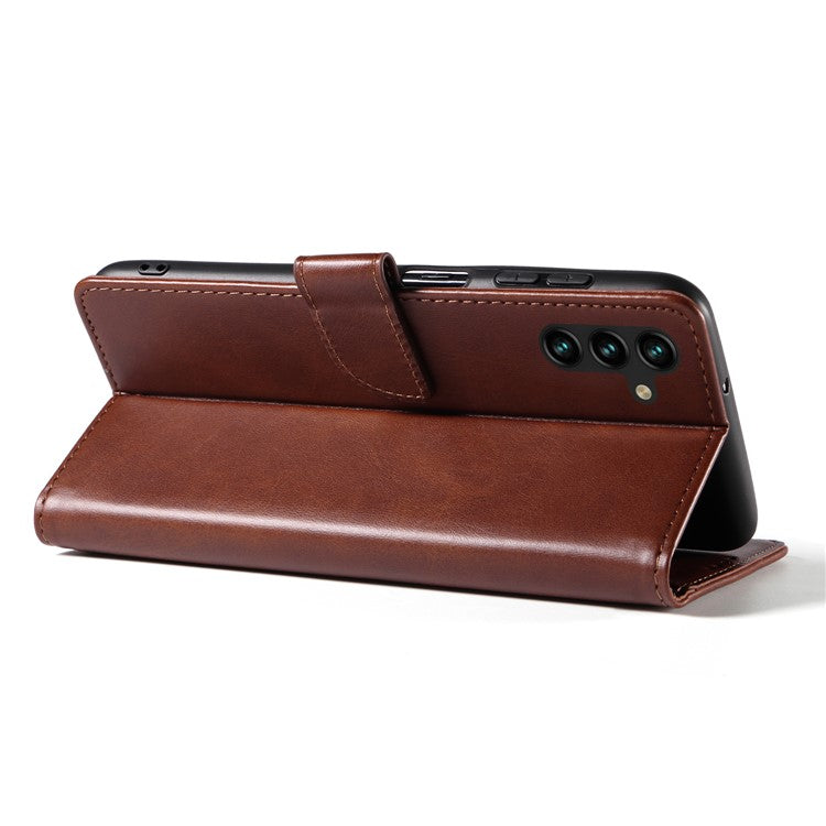 For Samsung Galaxy A04s 4G (164.7 x 76.7 x 9.1 mm) / A13 4G Cover Leather Phone Case Stand Wallet - Brown