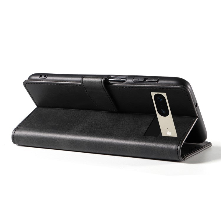 For Google Pixel 7 5G Square Clasp Phone Cover Scratch-resistant Flip Leather Phone Case with Stand Wallet - Black