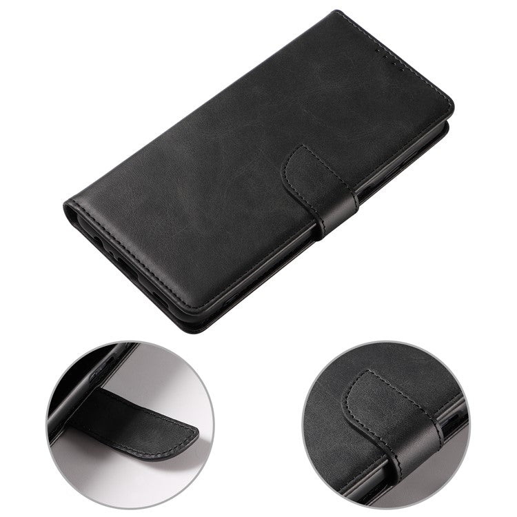 For Google Pixel 7 5G Square Clasp Phone Cover Scratch-resistant Flip Leather Phone Case with Stand Wallet - Black