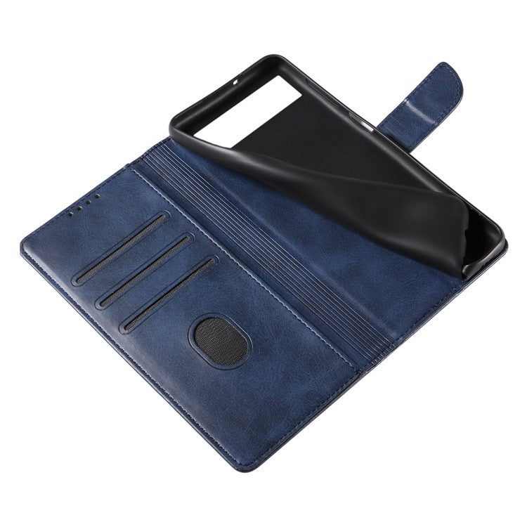 For Google Pixel 7 5G Square Clasp Phone Cover Scratch-resistant Flip Leather Phone Case with Stand Wallet - Blue