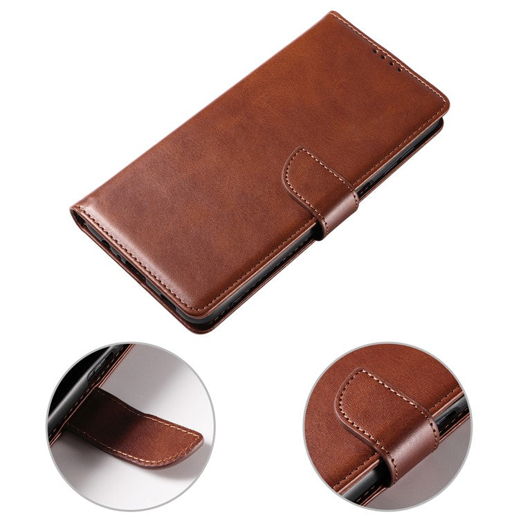 For Google Pixel 7 5G Square Clasp Phone Cover Scratch-resistant Flip Leather Phone Case with Stand Wallet - Brown
