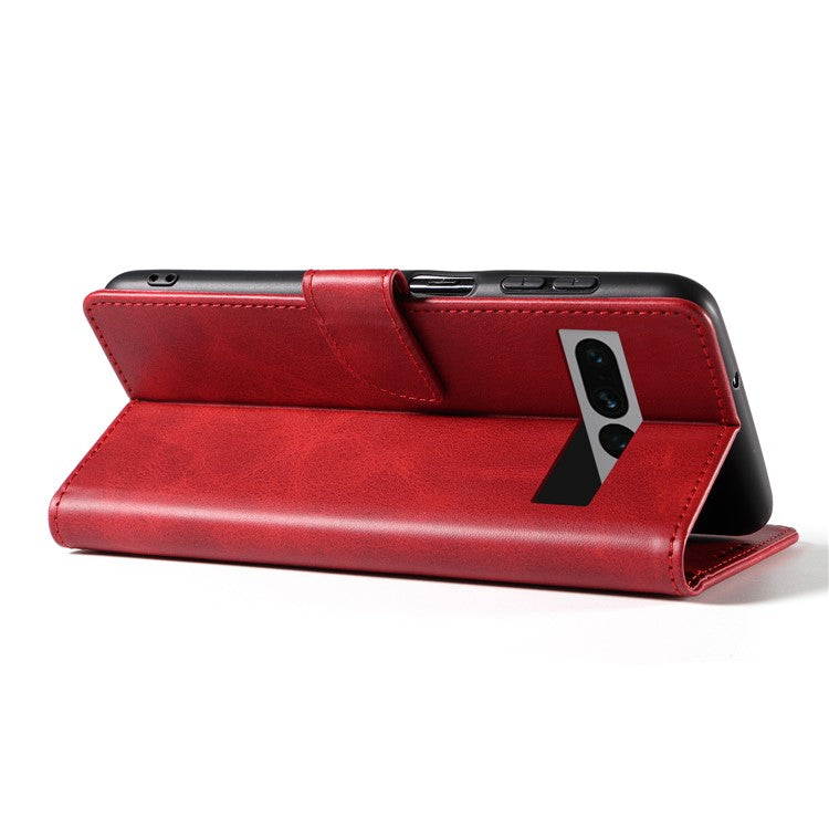 For Google Pixel 7 Pro 5G Anti-fall Phone Cover Square Clasp Leather Phone Case with Stand Wallet - Red