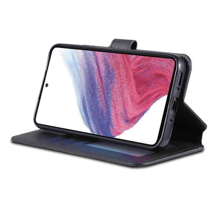 AZNS For Samsung Galaxy A34 5G Calf Texture Leather Phone Cover with Wallet Stand Anti-drop Case - Black