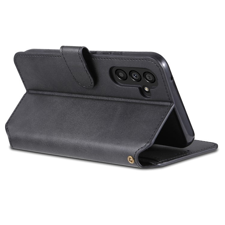 AZNS For Samsung Galaxy A34 5G Calf Texture Leather Phone Cover with Wallet Stand Anti-drop Case - Black