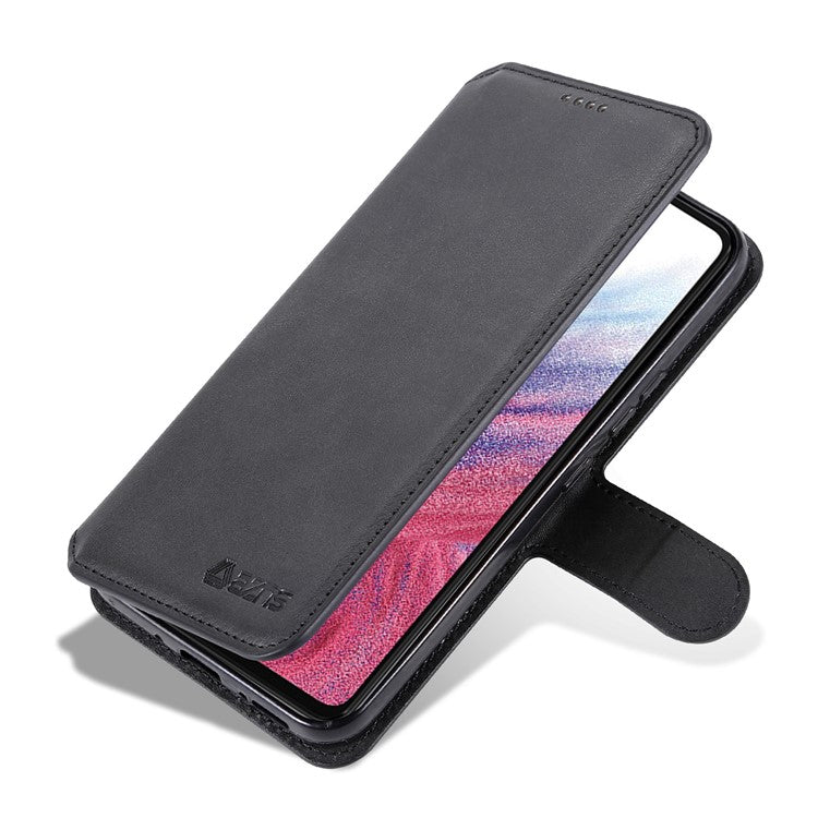 AZNS For Samsung Galaxy A34 5G Calf Texture Leather Phone Cover with Wallet Stand Anti-drop Case - Black