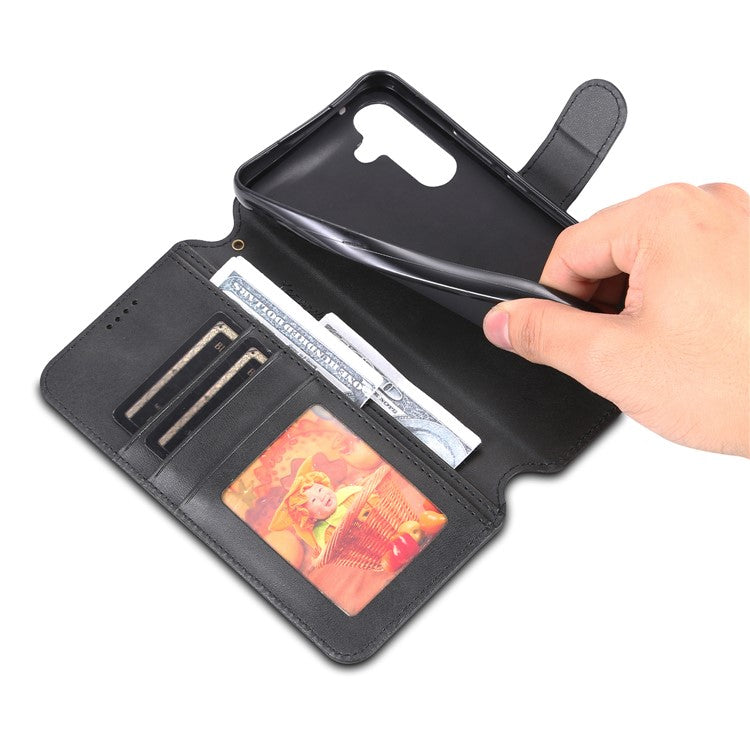 AZNS For Samsung Galaxy A34 5G Calf Texture Leather Phone Cover with Wallet Stand Anti-drop Case - Black