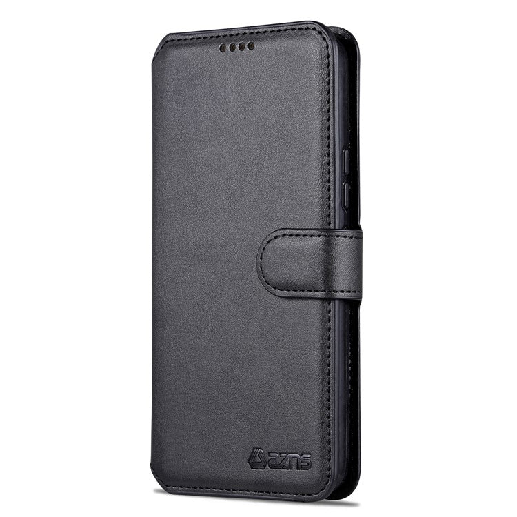 AZNS For Samsung Galaxy A34 5G Calf Texture Leather Phone Cover with Wallet Stand Anti-drop Case - Black