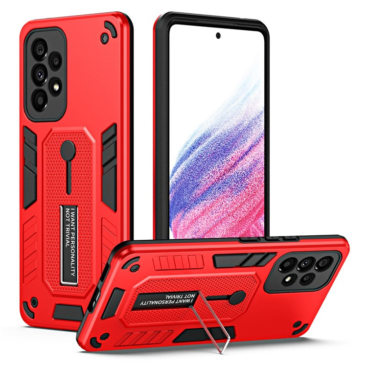 For Samsung Galaxy A73 5G TPU + PC Kickstand Phone Case Slim Anti-slip Mobile Phone Cover - Red