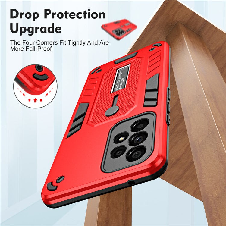 For Samsung Galaxy A73 5G TPU + PC Kickstand Phone Case Slim Anti-slip Mobile Phone Cover - Red
