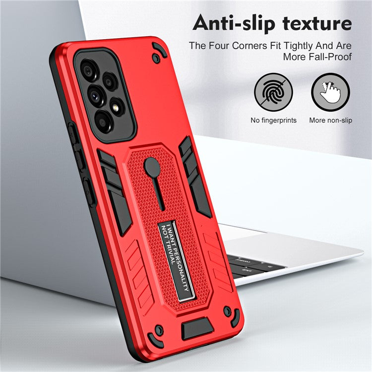 For Samsung Galaxy A73 5G TPU + PC Kickstand Phone Case Slim Anti-slip Mobile Phone Cover - Red