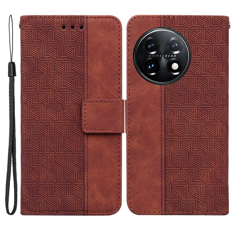 For OnePlus 11 5G Phone Wallet Case Stand Imprinted Leather Full Protection Cell Phone Cover - Brown