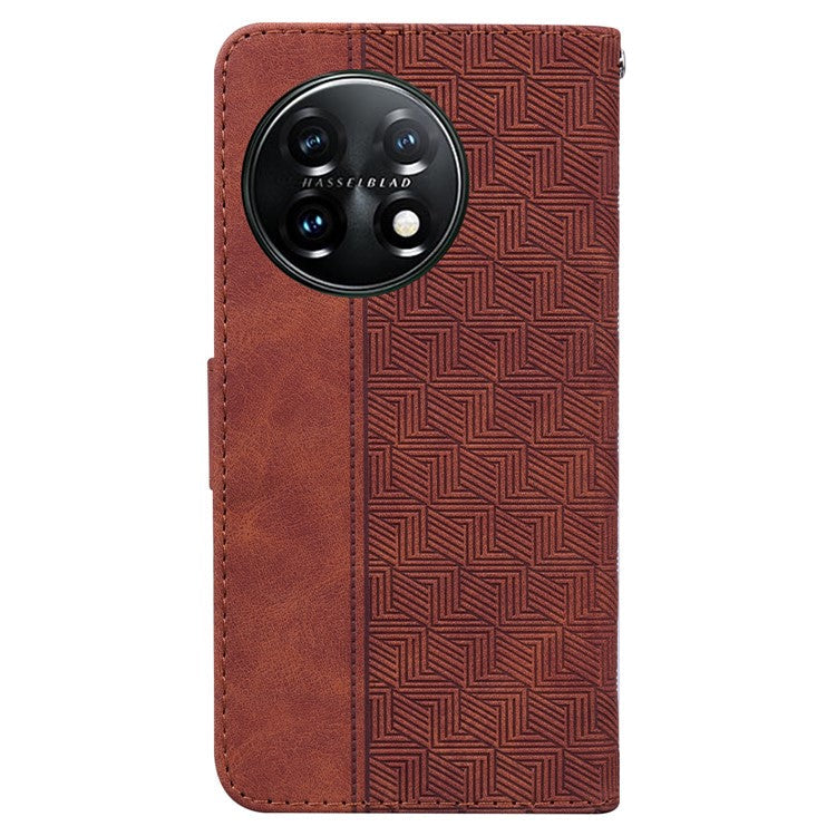 For OnePlus 11 5G Phone Wallet Case Stand Imprinted Leather Full Protection Cell Phone Cover - Brown