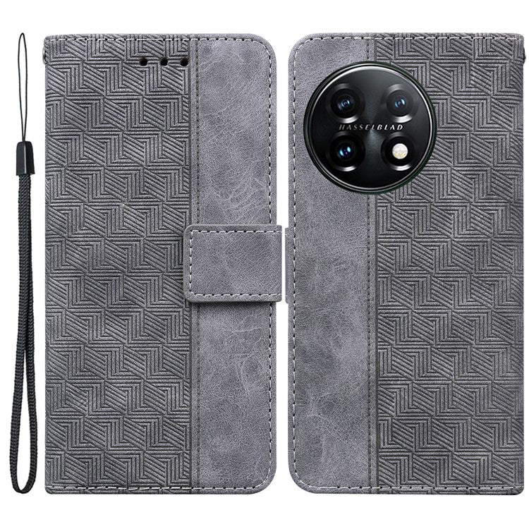 For OnePlus 11 5G Phone Wallet Case Stand Imprinted Leather Full Protection Cell Phone Cover - Grey
