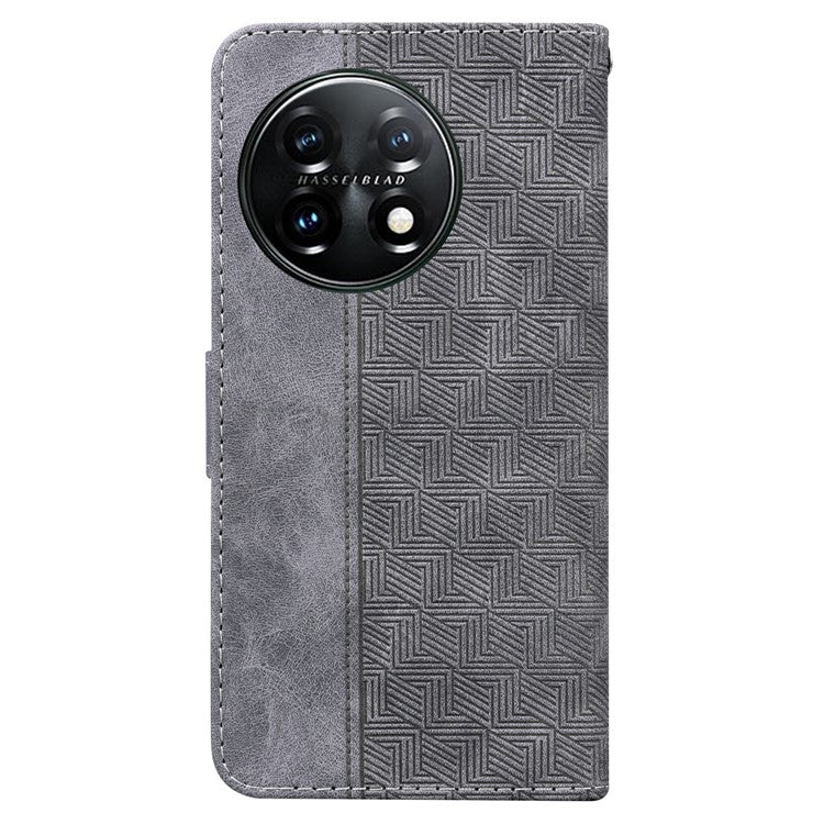 For OnePlus 11 5G Phone Wallet Case Stand Imprinted Leather Full Protection Cell Phone Cover - Grey