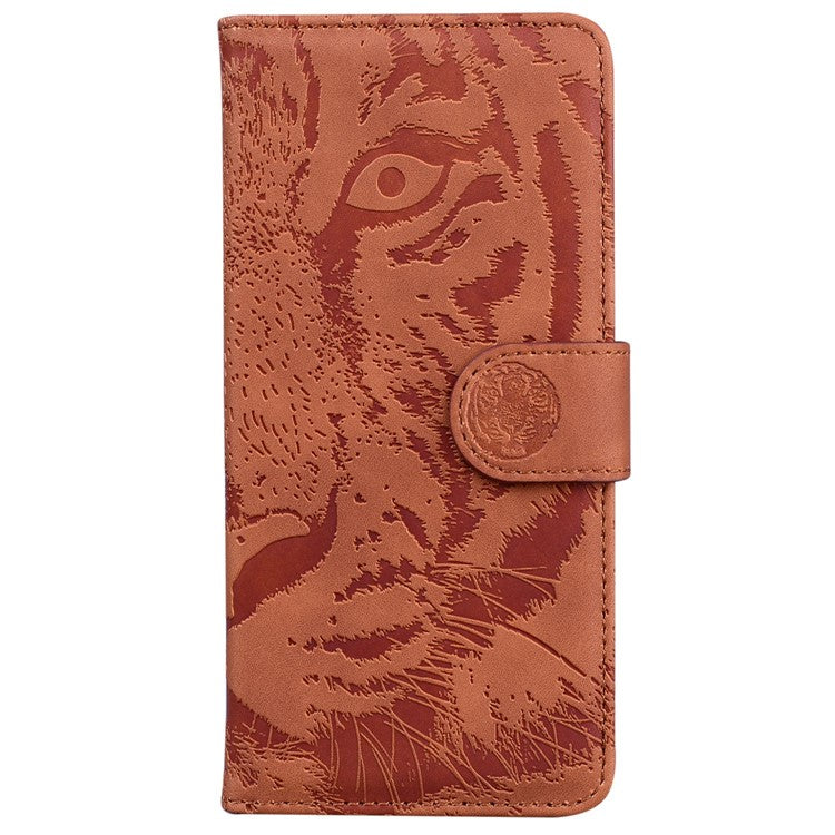 For OnePlus 11 5G Tiger Imprinted Cell Phone Cover PU Leather Wallet Stand Protective Phone Case - Brown