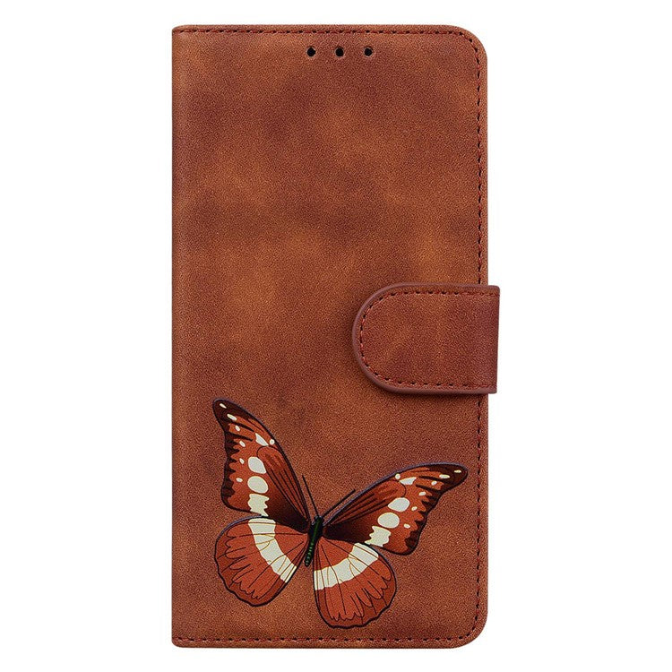 For OnePlus 11 5G Butterfly Printing Skin-friendly Flip Leather Wallet Cover Anti-drop Phone Case Stand - Brown