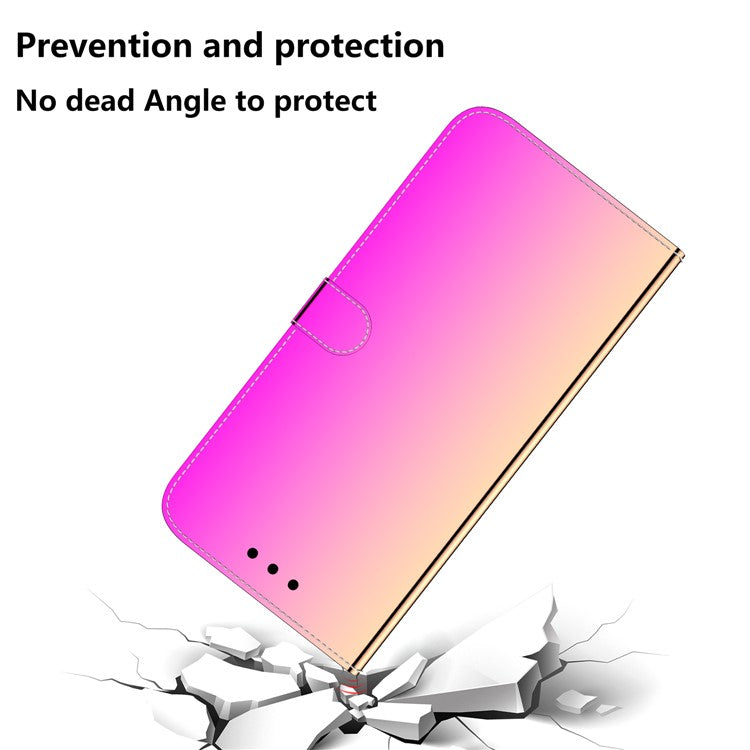 Smartphone Case For Honor X8 5G , Stand Wallet Mirror-like Surface PU Leather Cell Phone Cover - Rose