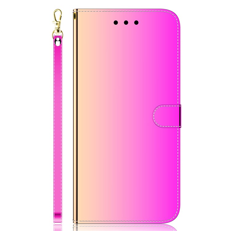 Smartphone Case For Honor X8 5G , Stand Wallet Mirror-like Surface PU Leather Cell Phone Cover - Rose