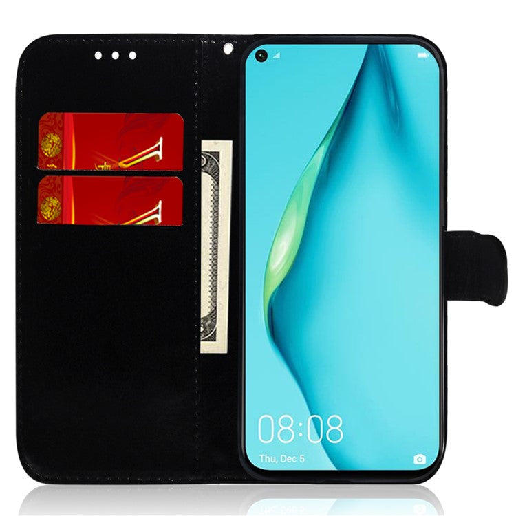 For Honor 70 5G Mirror-like Surface PU Leather Wallet Phone Case Stand Flip Cover with Strap - Silver