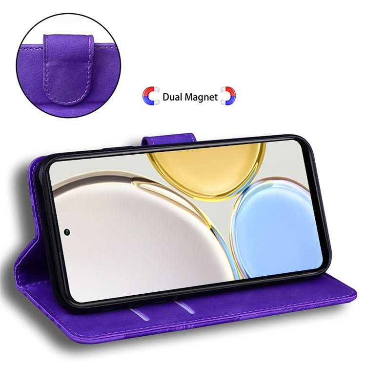For Honor 70 5G PU Leather Flip Cover Tiger Pattern Imprinted Wallet Stand Protective Phone Case - Purple