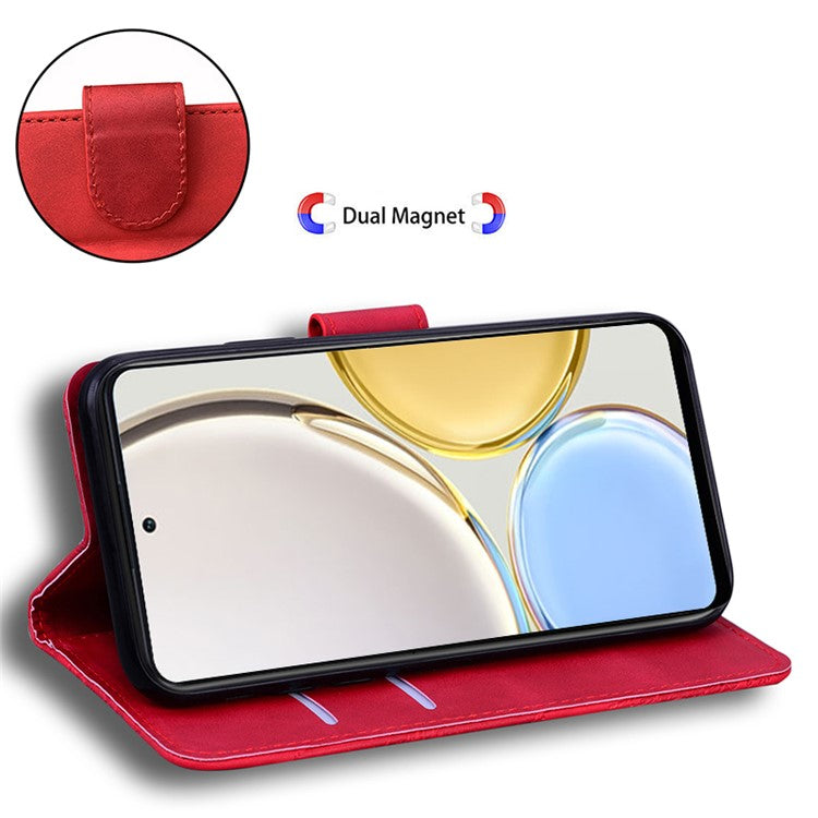 For Honor 70 5G PU Leather Flip Cover Tiger Pattern Imprinted Wallet Stand Protective Phone Case - Red